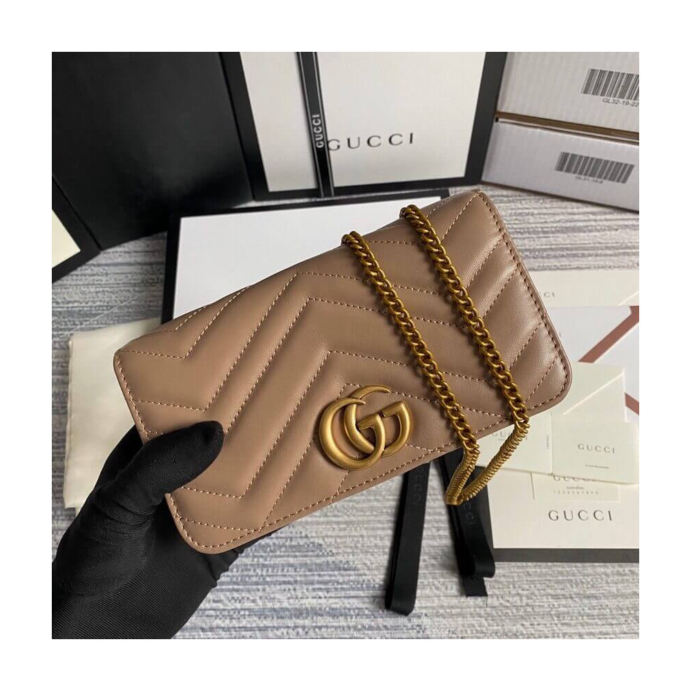 Gucci GG Marmont Mini Bag In Nude Pink Leather
