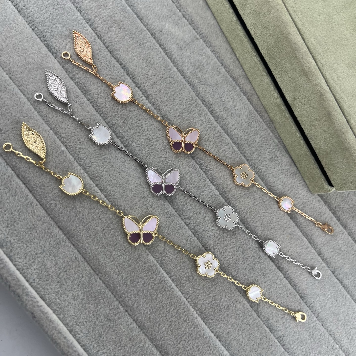 Butterfly, flower and leaf combination bracelet