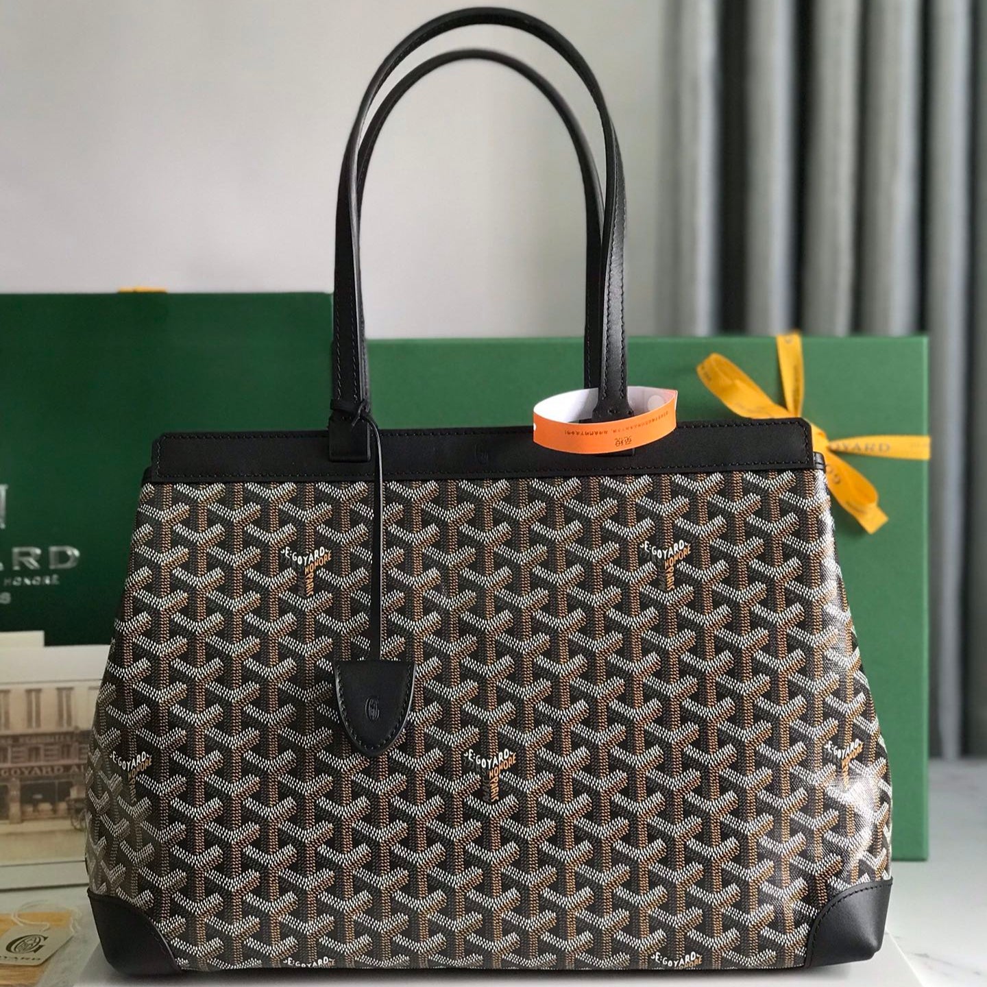 Goyard Bellechasse Biaude Pm Bag 36 Cm Black Goyardine Canvas And Calfskin Trim