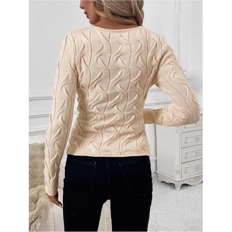 Women's V Neck Sweater Long Sleeve Criss Cross