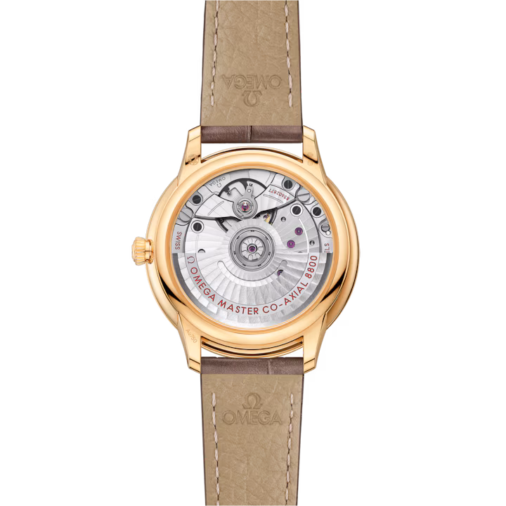 Omega De Ville Prestige 34 mm White Dial with Diamonds 18k Yellow Gold Strap 434.53.34.20.55.002
