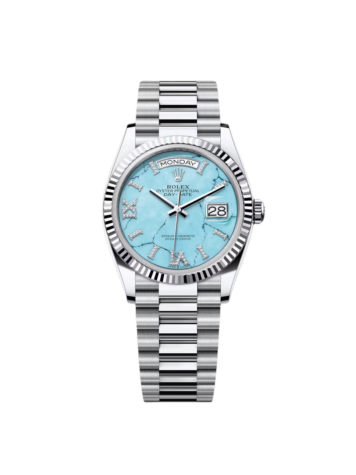Rolex Day-Date 128236-0011 Turquoise Roman Dial 36mm