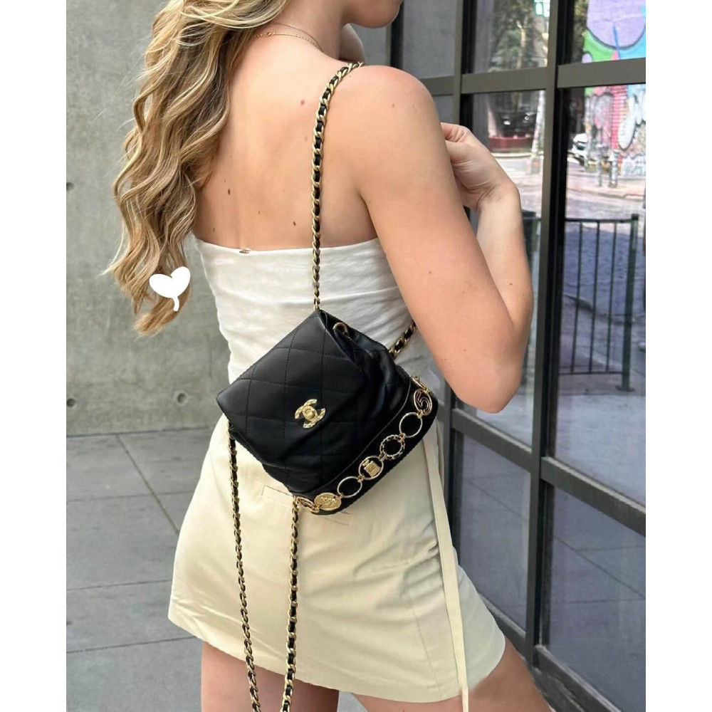 Chanel Small Backpack in Black Calfskin