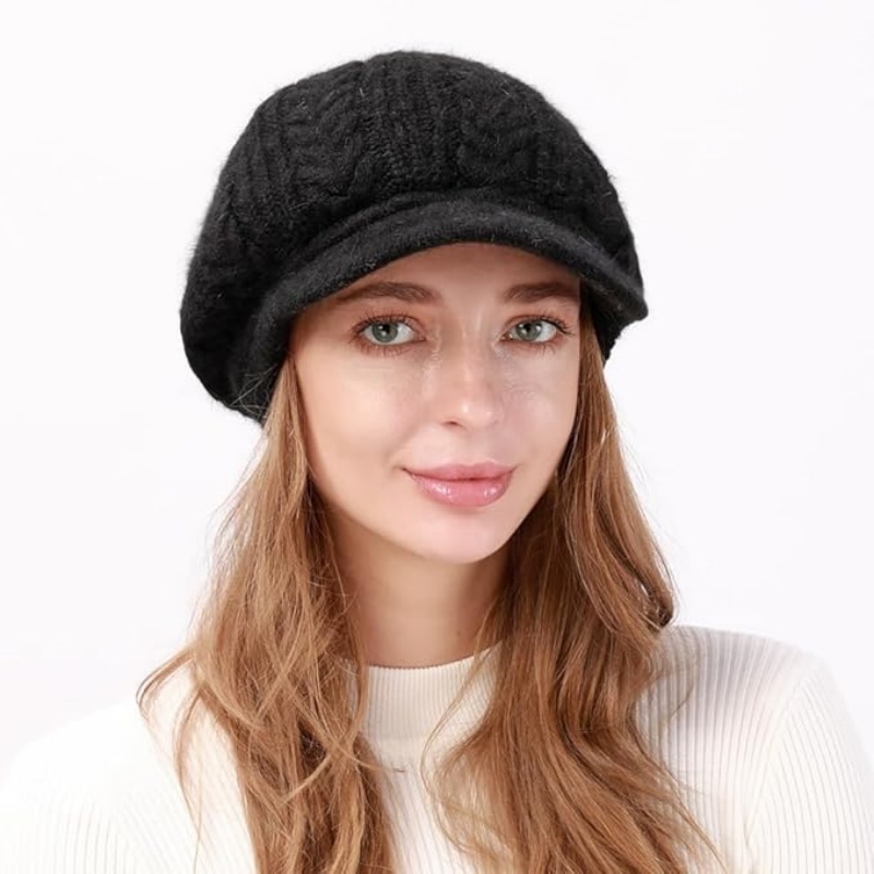 Women's Winter Knit Beanie with Brim