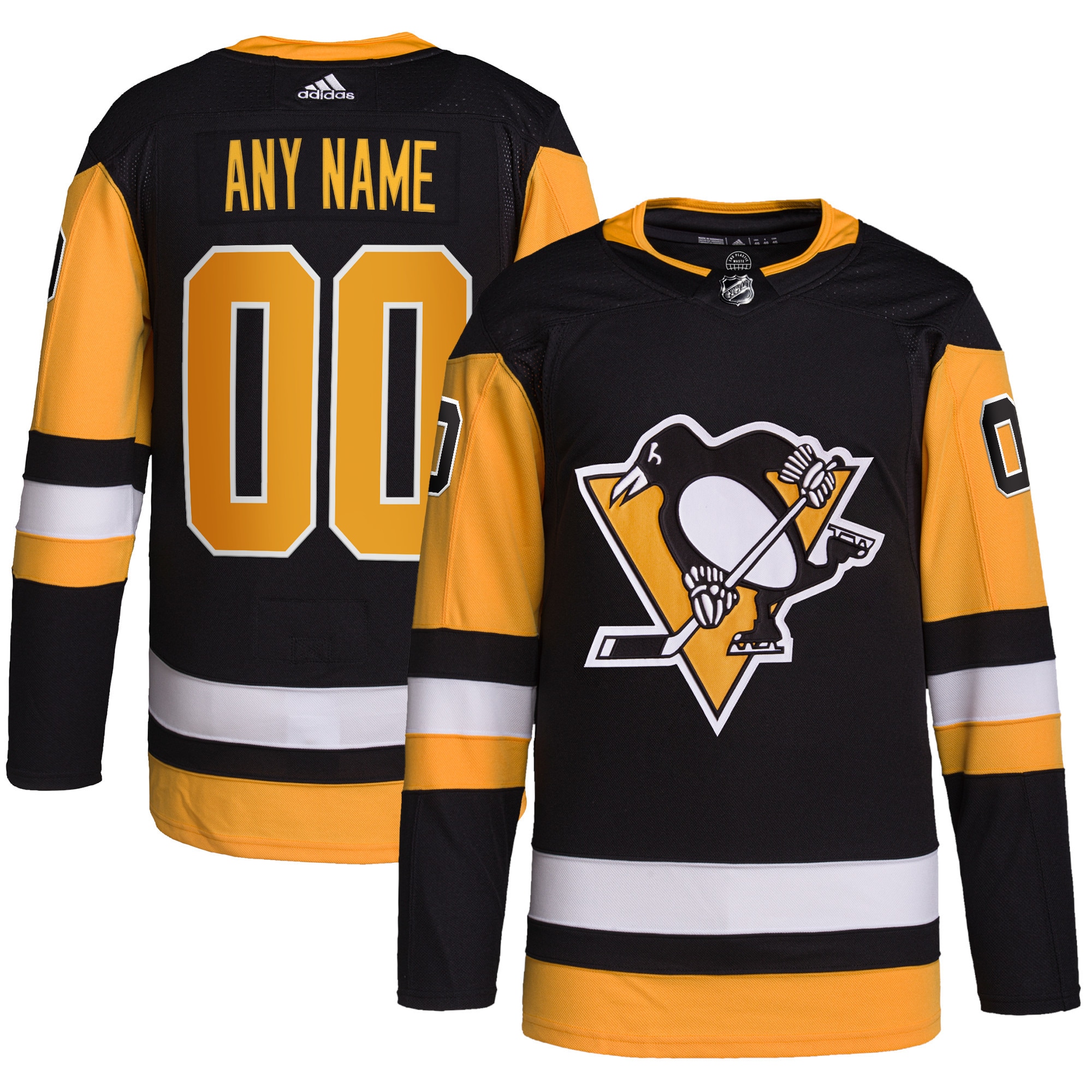 Pittsburgh Penguins adidas  Home  Primegreen Authentic Custom Jersey – Black