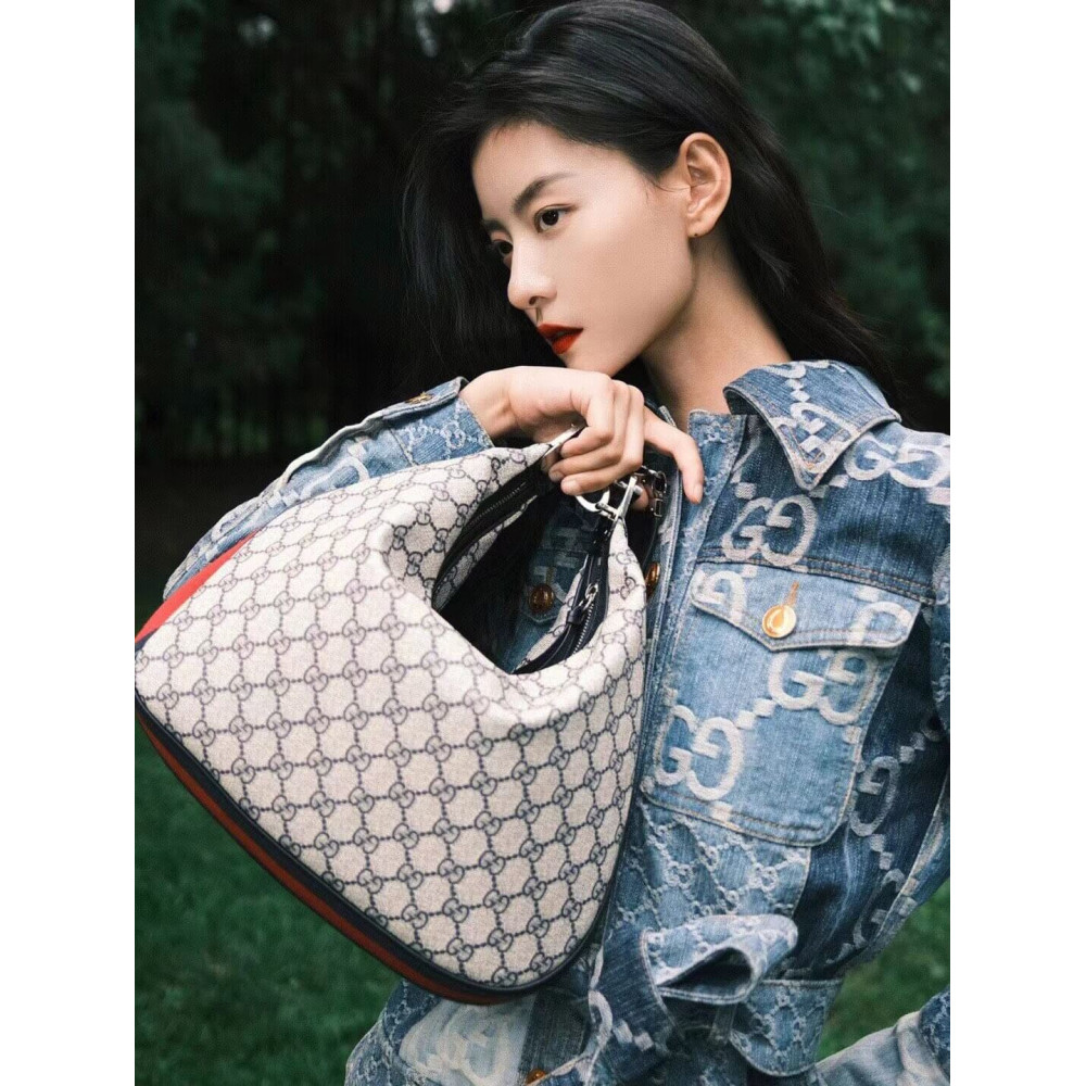 Gucci GG Supreme Attache Medium Shoulder Bag Blue