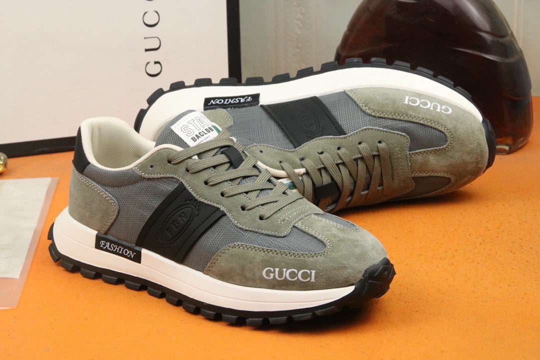 Gucci Men’S Sneaker Low Top Grey And Green