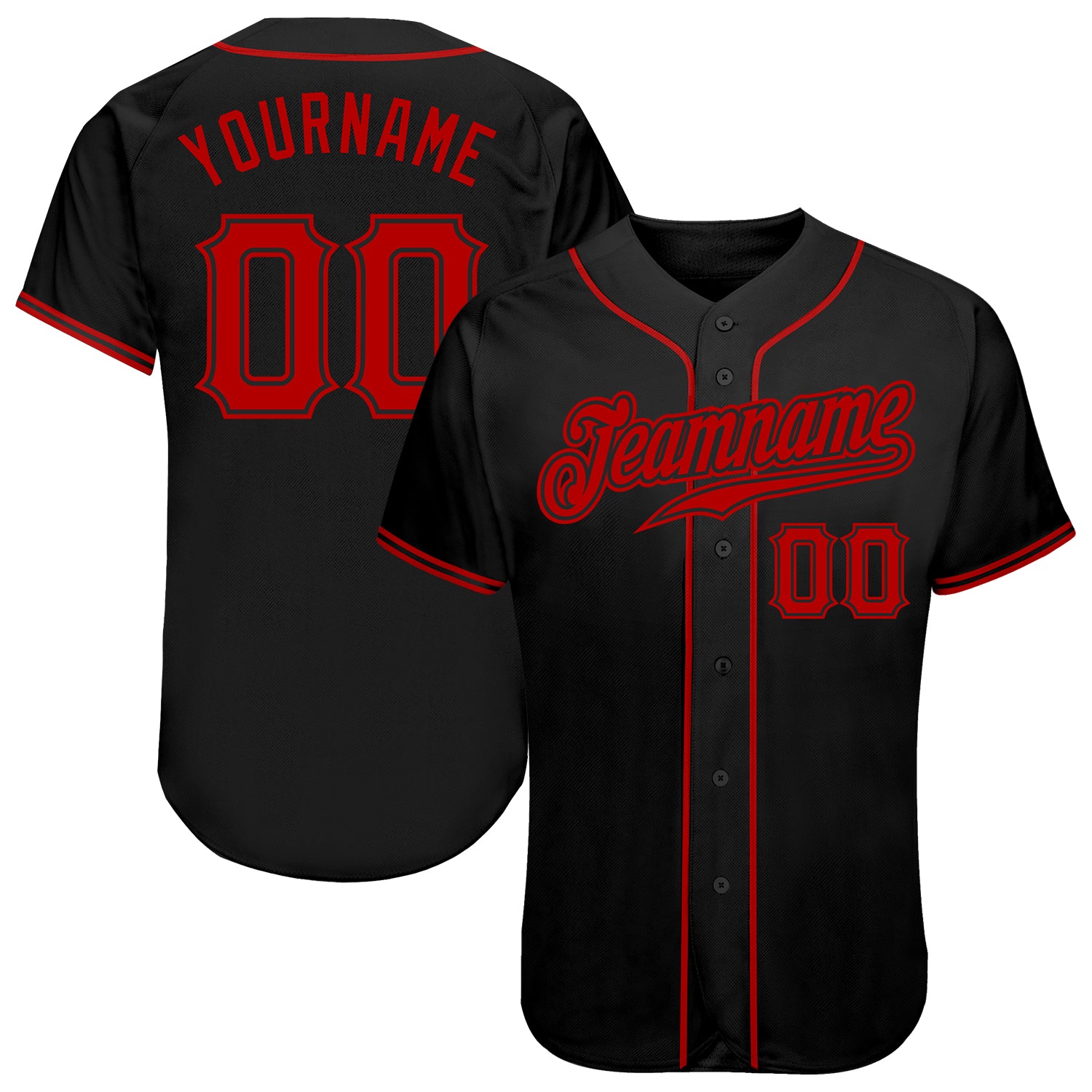 Custom Black Red  Baseball Jersey