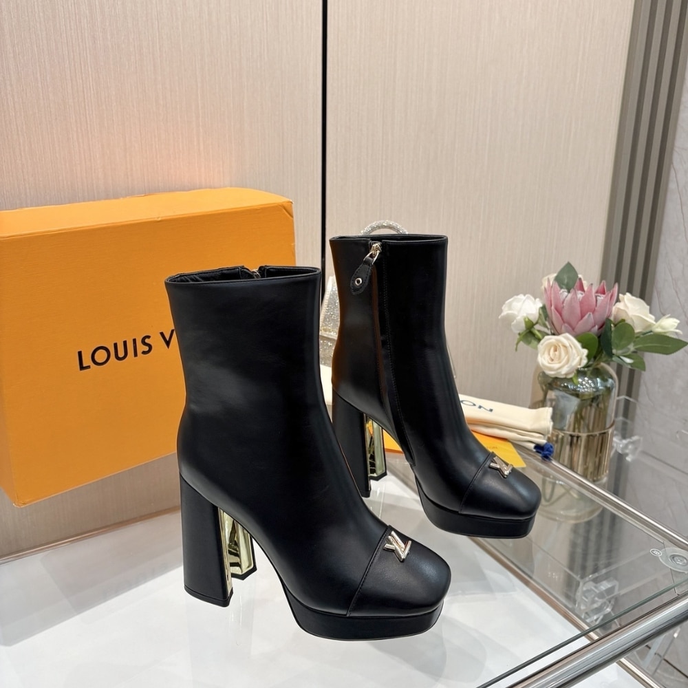 Louis Vuitton Swing Platform Ankle Black 1AICZX