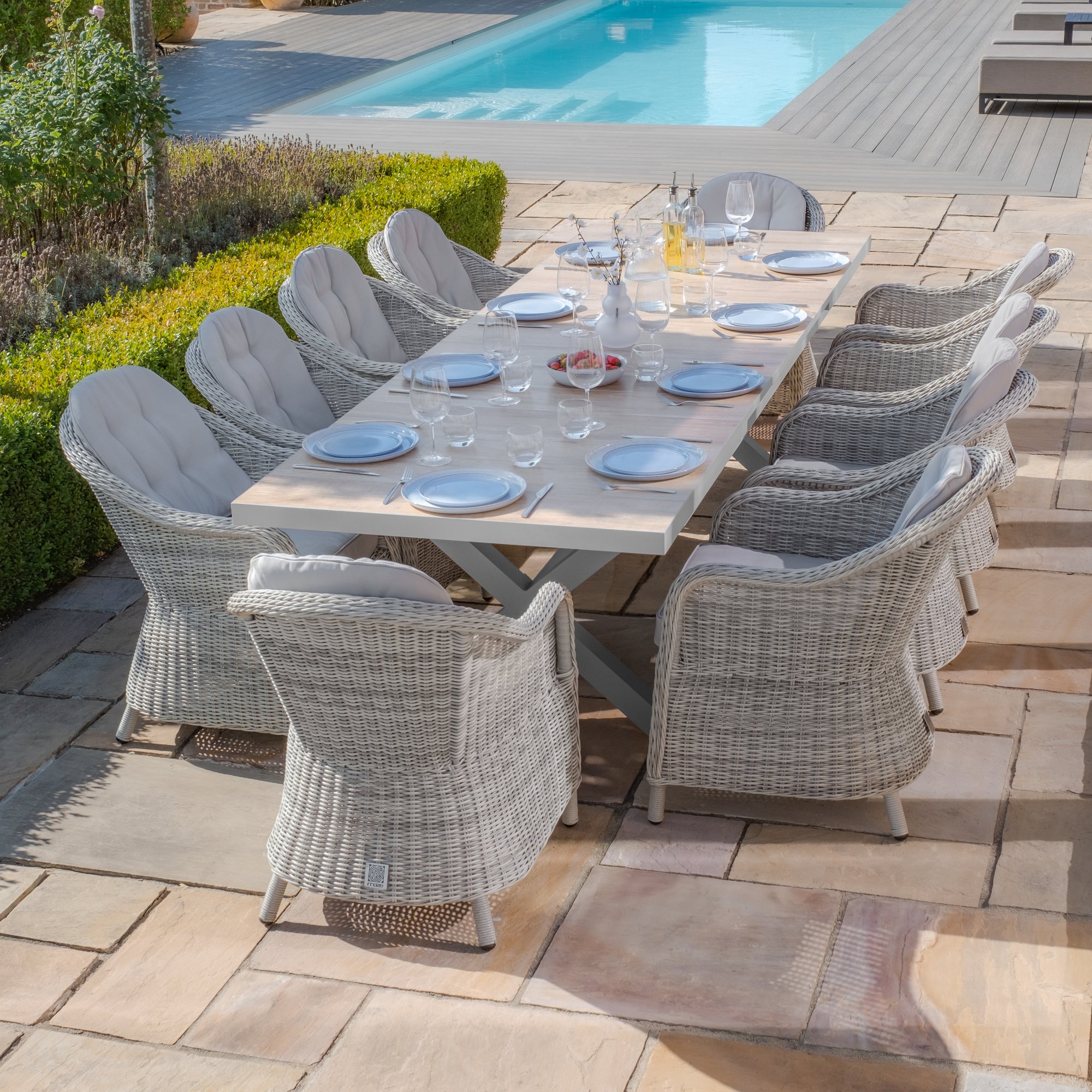 Vienna 6 – 10 Seat Extending Rectangular Dining Table with Dawn Grey Frame