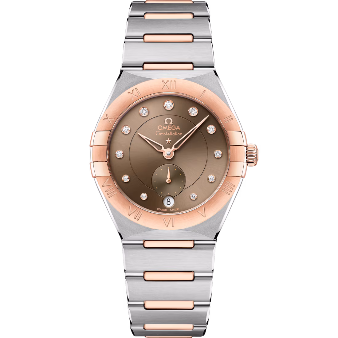 Omega Constellation 34mm Brown Dial with Diamonds Stainless Steel Sedna™ 18k Rose Gold Bracelet 131.20.34.20.63.001