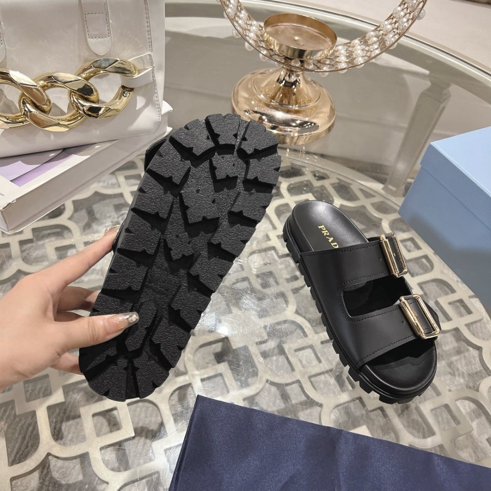Prada Leather Strap Slides Black 1Xx692 3Lem F0002 F 020