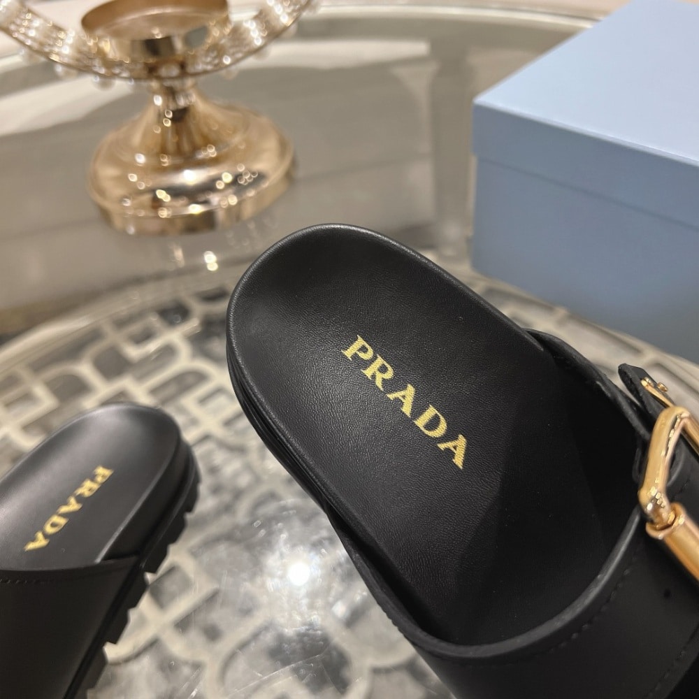 Prada Leather Strap Slides Black 1Xx692 3Lem F0002 F 020