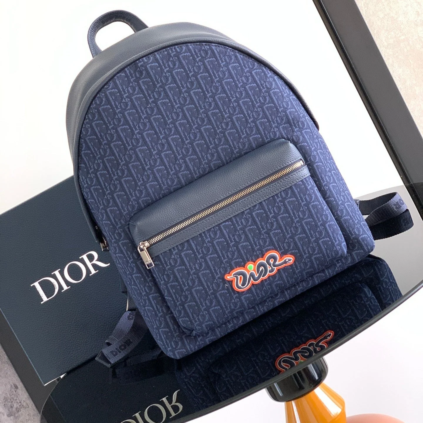 Dior Rider 2.0 Zipper Backpack Navy Blue Cowhide 336223