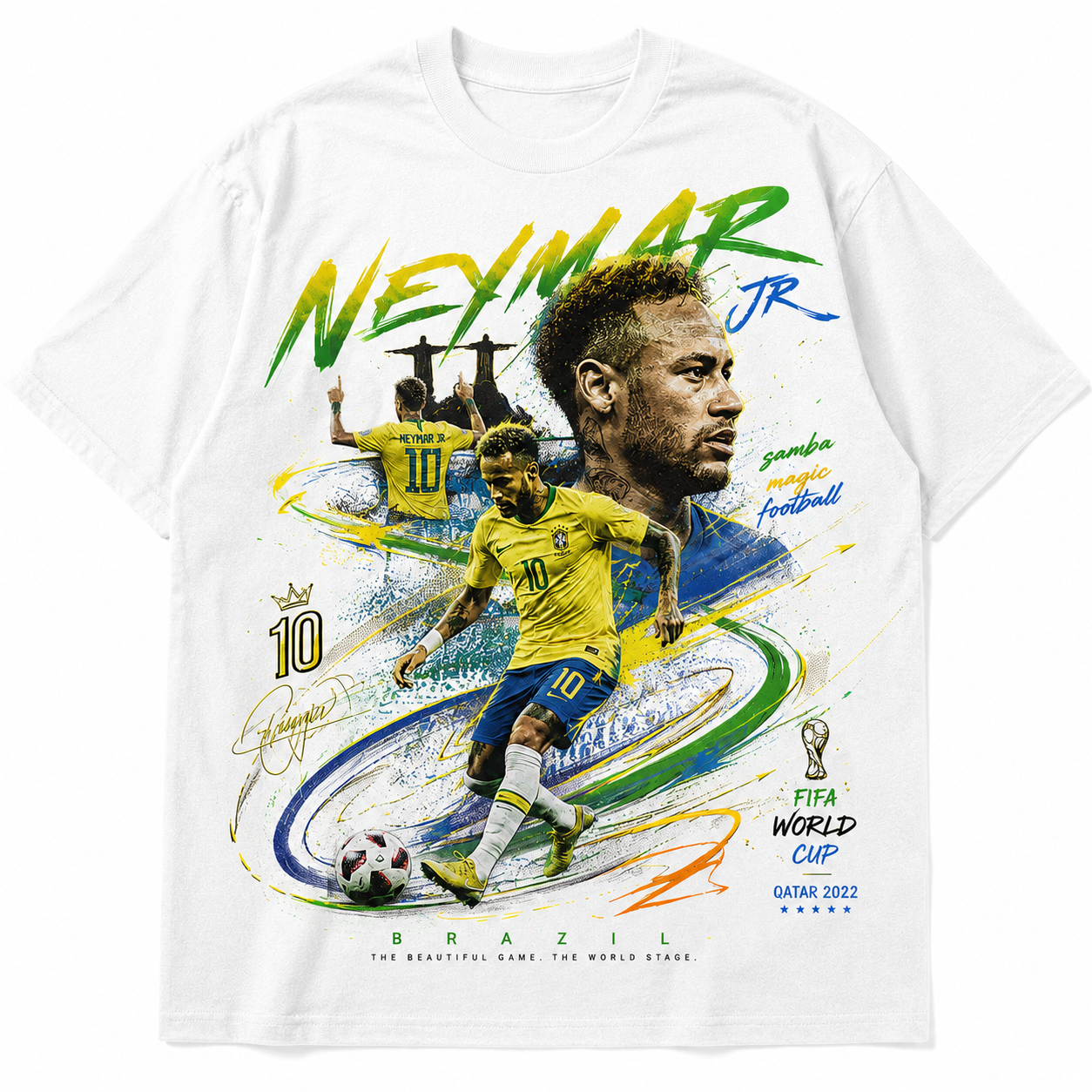 Neymar World Cup Printed T-Shirt  Unisex Loose Fit T-Shirt 100% Cotton Soft Comfortable Summer Casual Printed Top