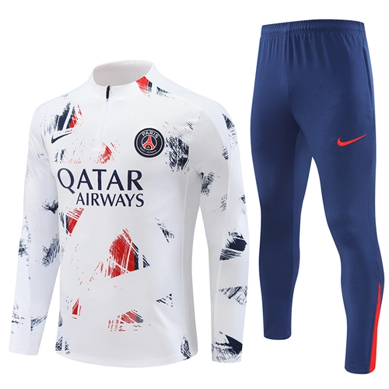 2024-25 PSG Paris White Long Sleeve Training Suit