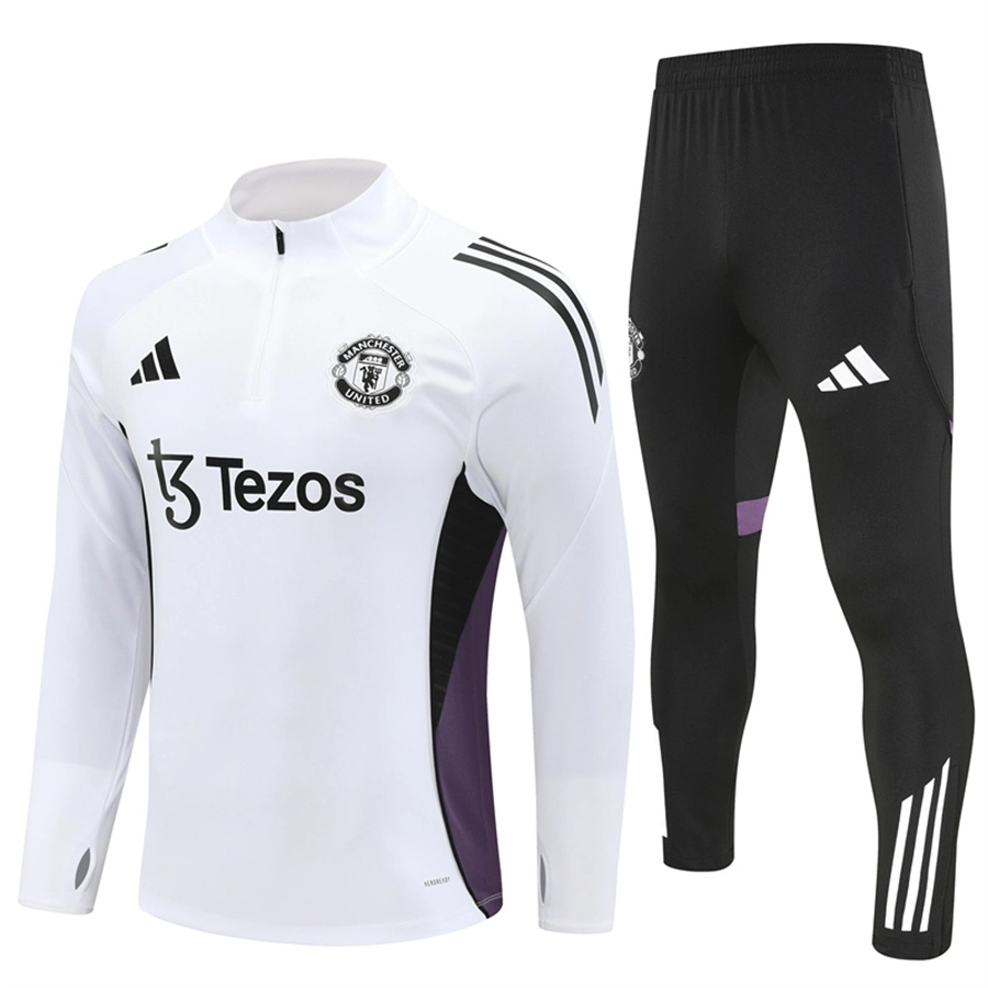 2025-26 Manchester United white and purple Long Sleeve Training Suit