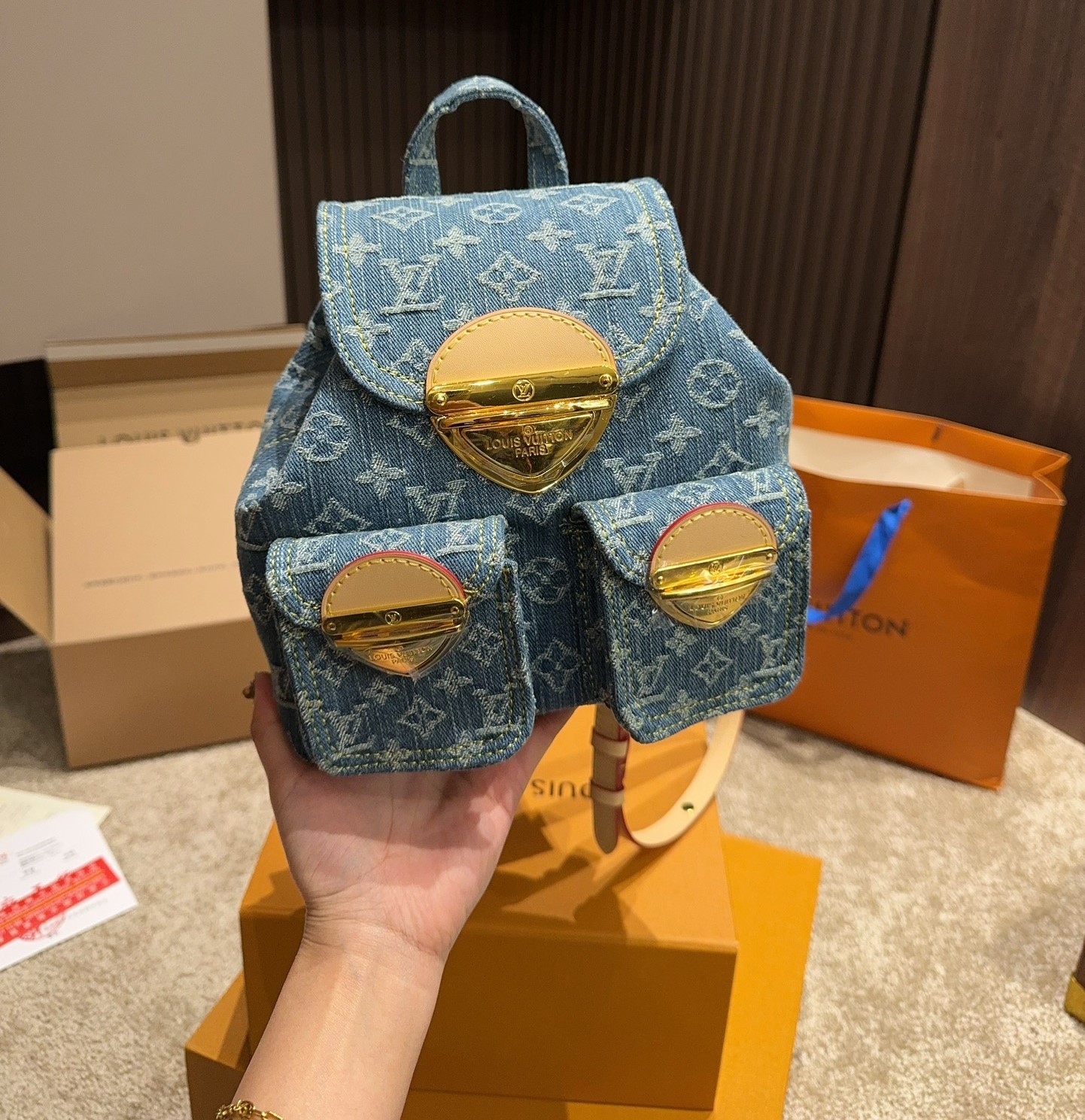 Louis Vuitton Backpack Venice Denim Blue 20Cm M46836