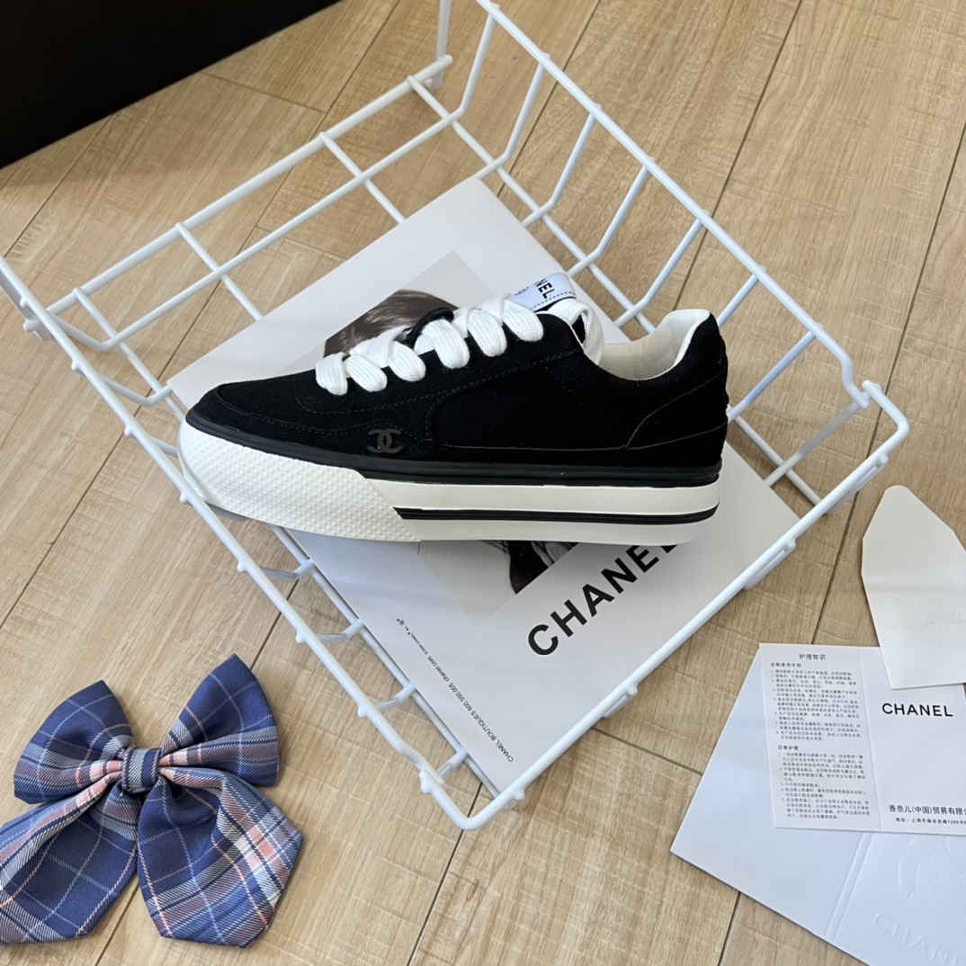 Chanel Suede Leather Runners Black