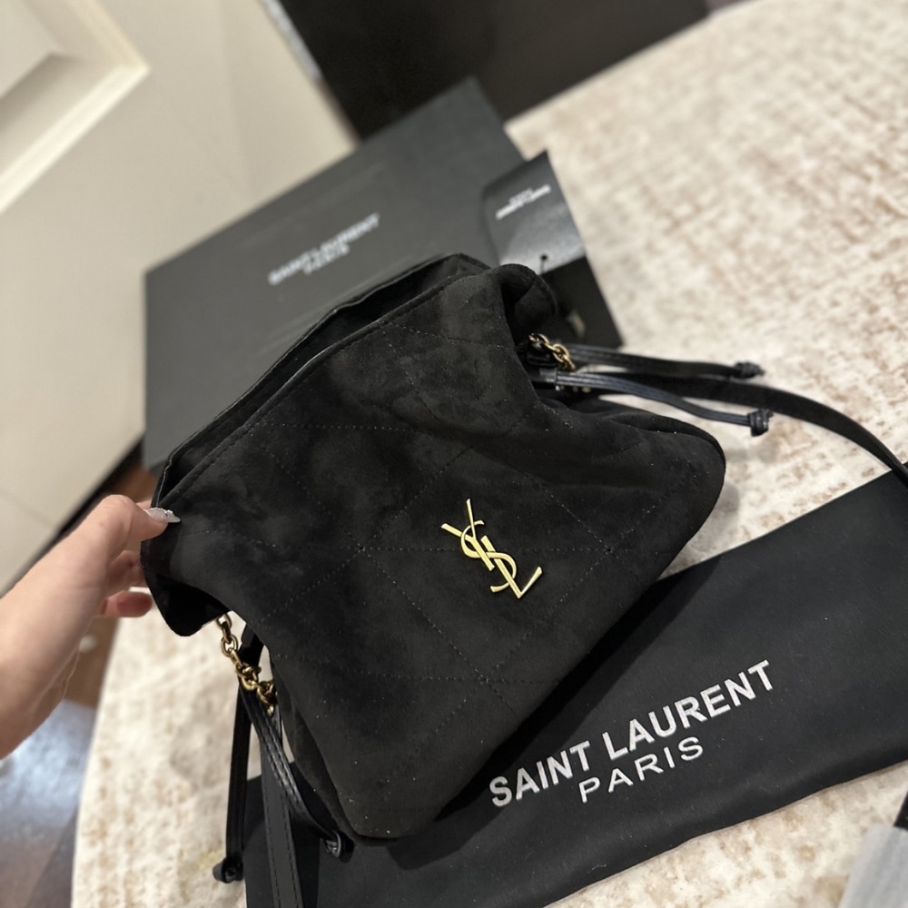Saint Laurent Jamie Shoulder Pouch In Suede Black 26Cm