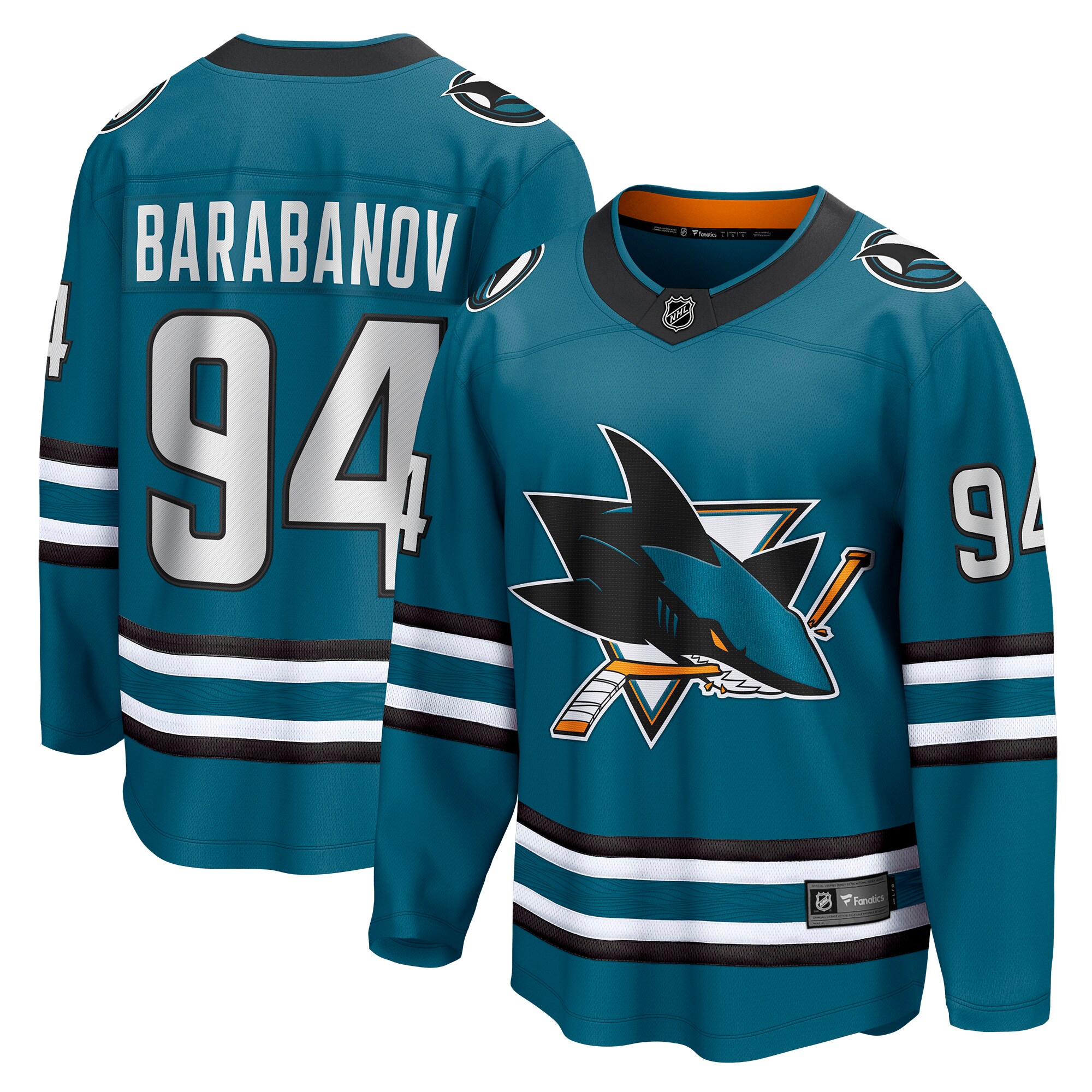 Alexander Barabanov San Jose Sharks Fanatics Home Breakaway Player Jersey – Teal
