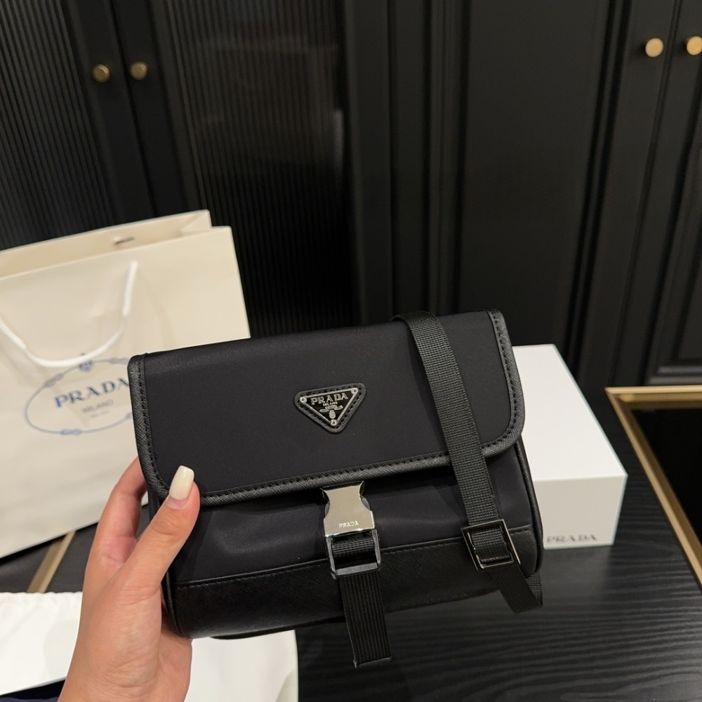 Prada Re Nylon And Saffiano Leather Smartphone Case Black 14Cm