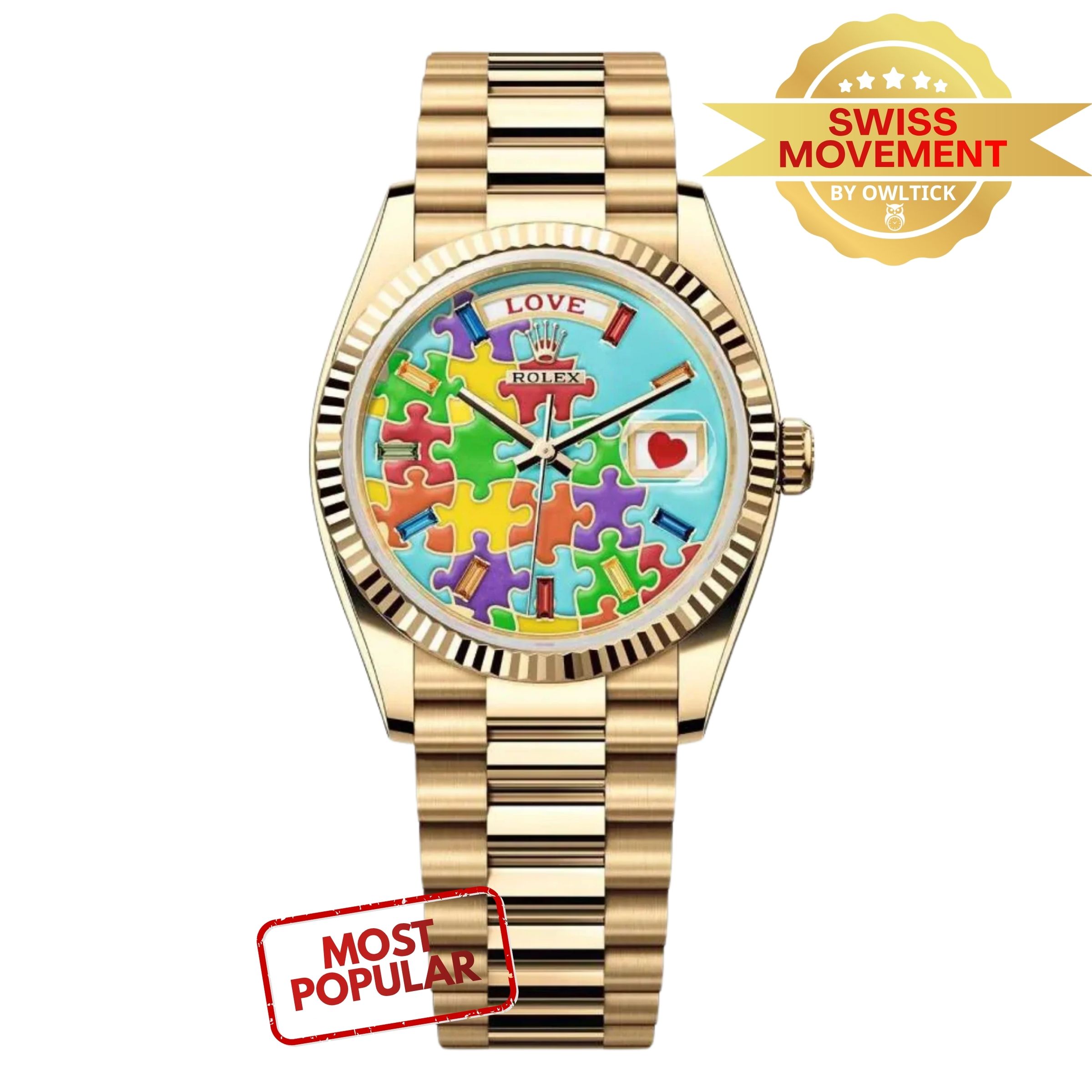 [Superclone] Rolex Day-Date 36mm Champlevé Enamel “Puzzle” Dial President 128238-0106