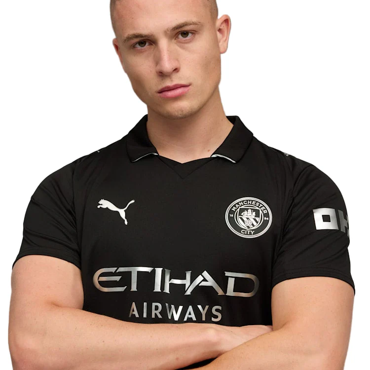 Puma Erling Haaland Men's Manchester City Away Jersey 25/26 w/ NRFR + EPL Patches (Puma Black)