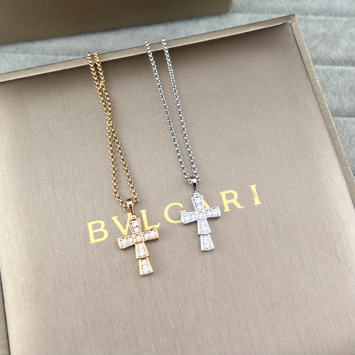 Platinum cross necklace with diamonds