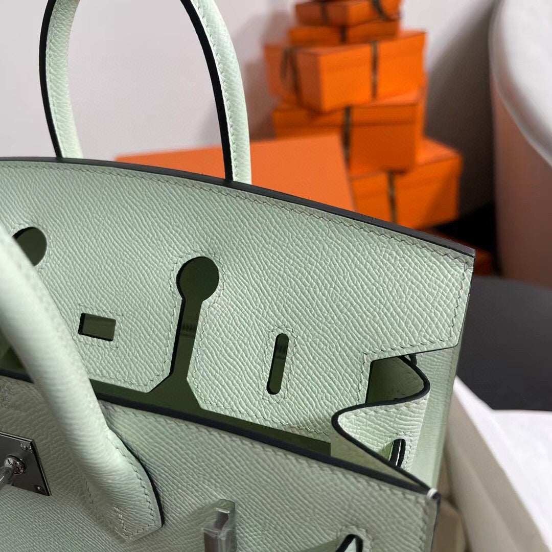 Hermes Birkin 25Cm Vert Fizz Togo Leather Silver Hardware