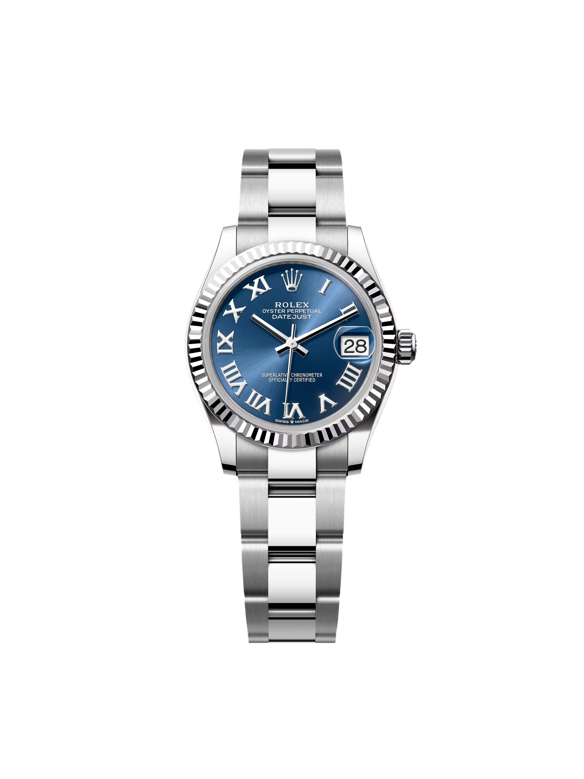 Rolex Datejust m278274-0033/0034 Bright Blue Dial 31mm Fluted Bezel Oyster Bracelet