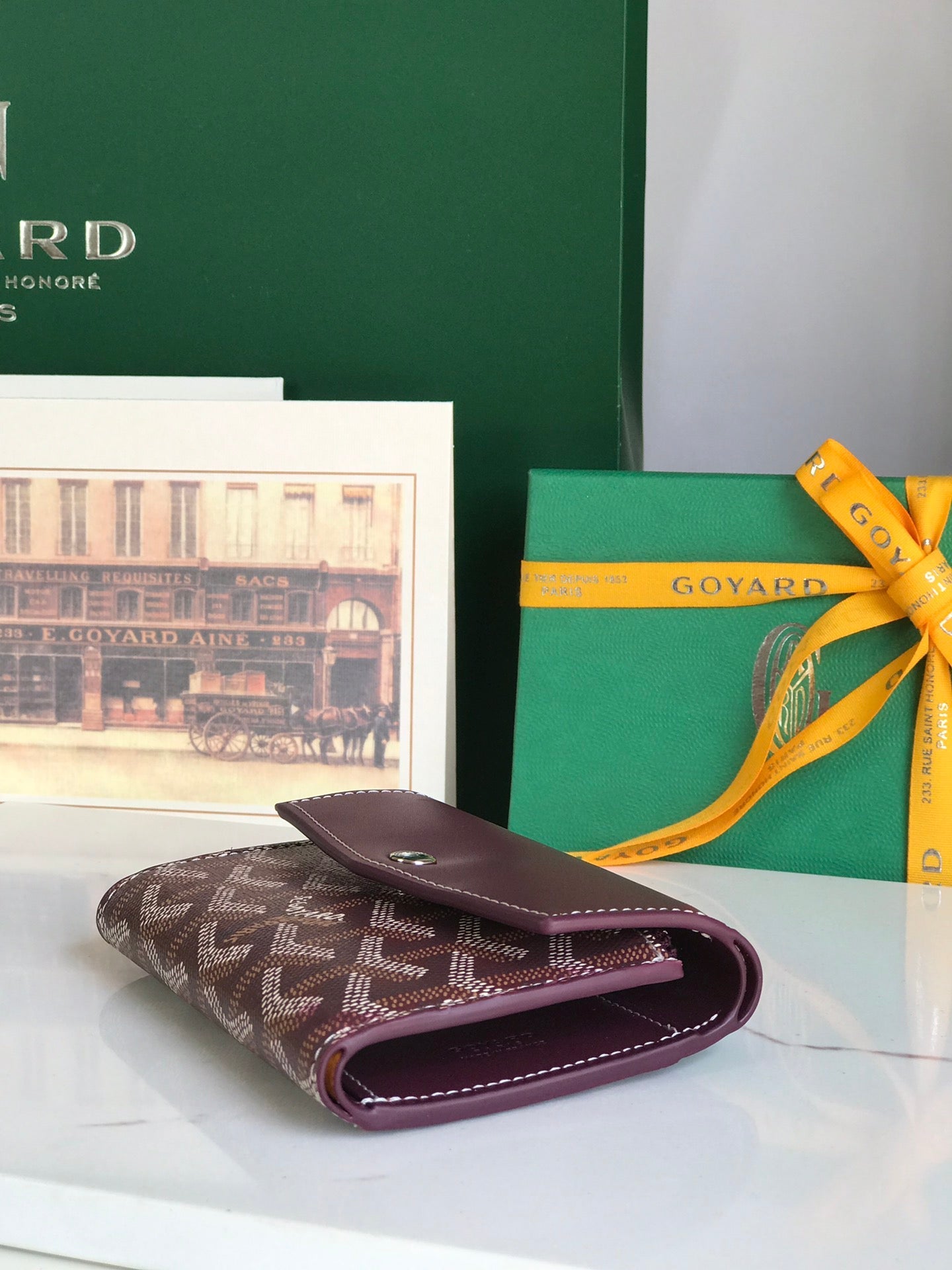 Goyard Saint-Gabriel Wallet 12 Cm Wine Red Calfskin And Goyardine Canvas 12cm