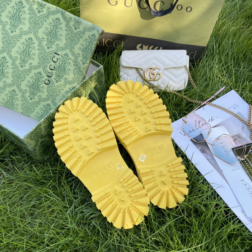Gucci Men’S Slip On Sandal Yellow Gg Rubber