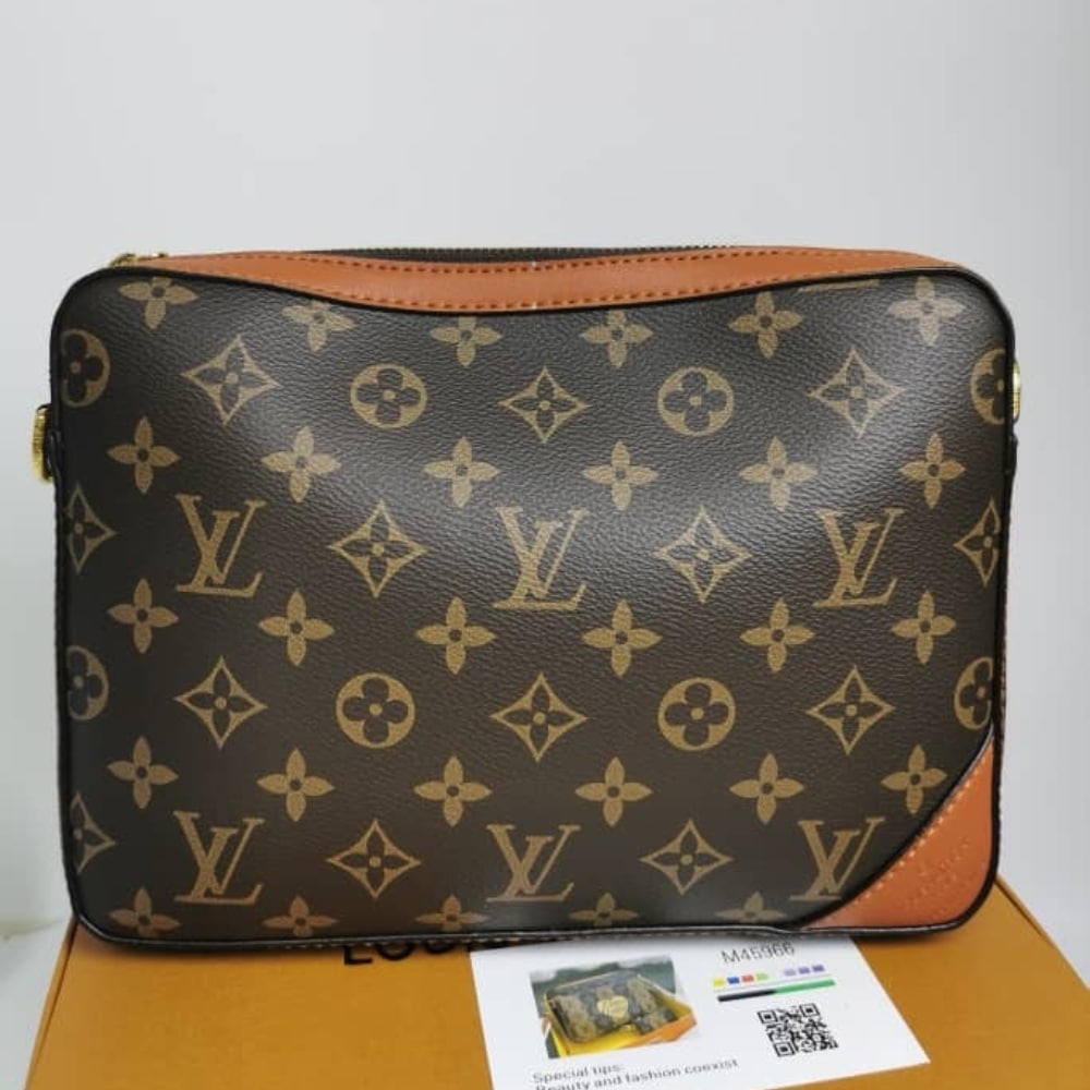Louis Vuitton Trio Messenger Bag Monogram Stripes Brown 25cm M45965