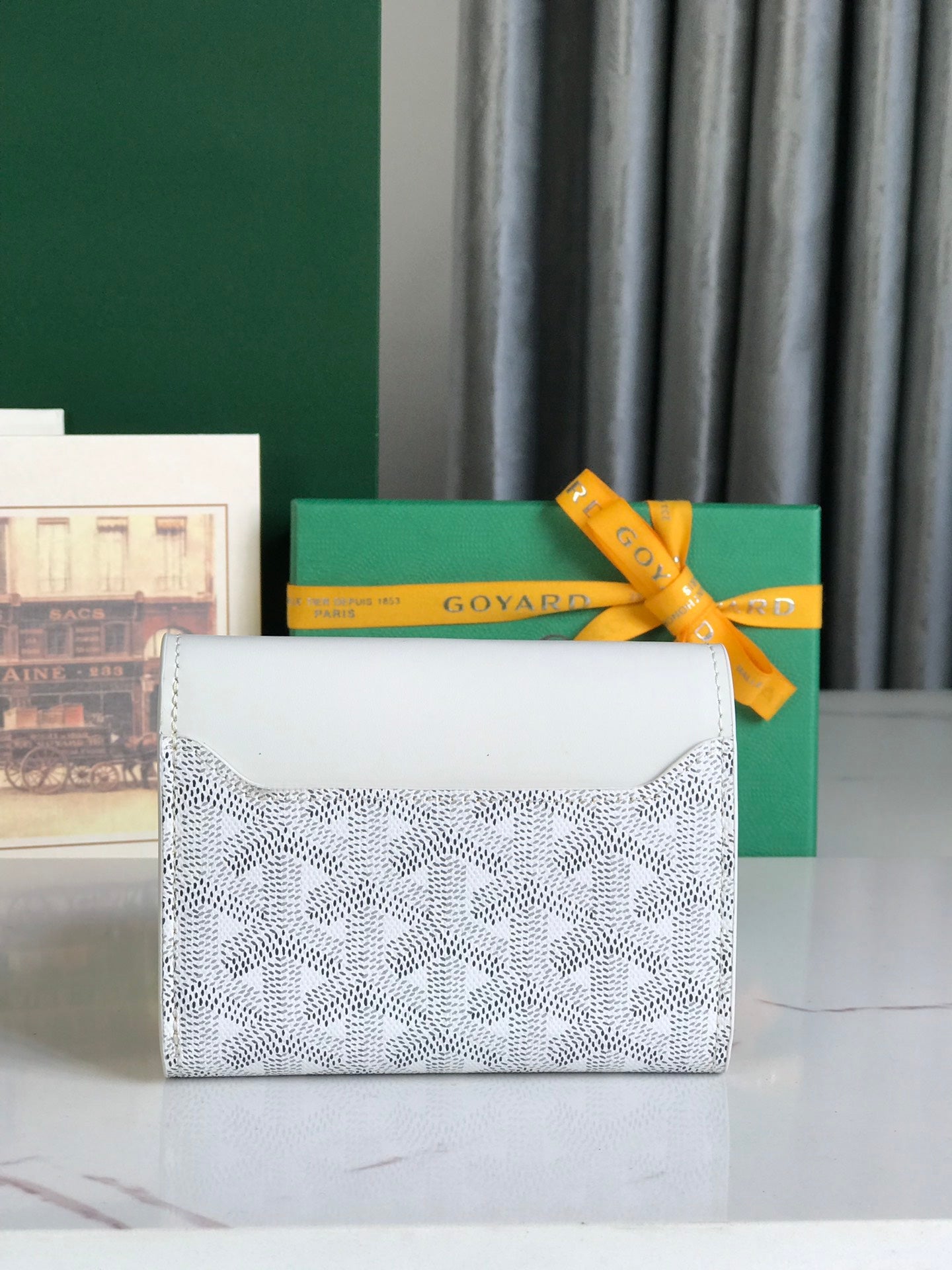 Goyard Saint-Gabriel Wallet 12 Cm White Calfskin And Goyardine Canvas