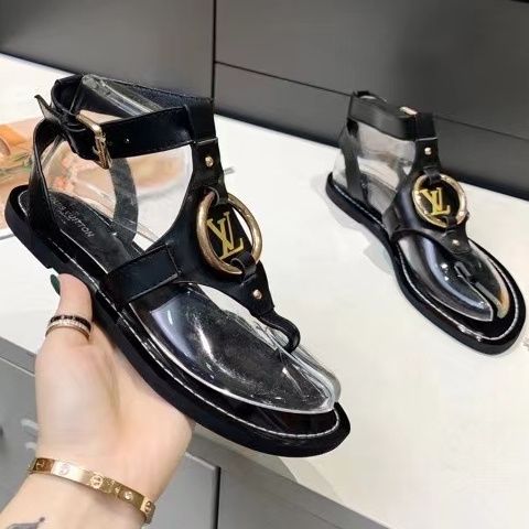 Louis Vuitton Leather Sandals Black