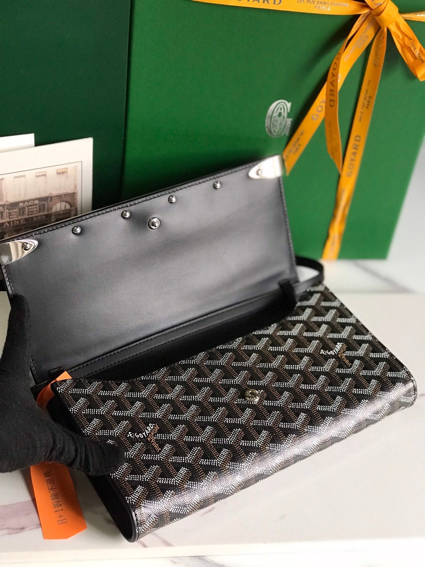 Goyard Monte-Carlo Pm Clutch 25 Cm Black Goyardine Canvas