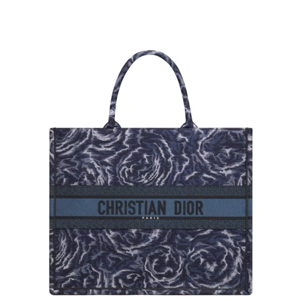 DIOR LARGE BOOK TOTE BLUE ROSES EMBROIDERY 42CM M1286ZRVG M928