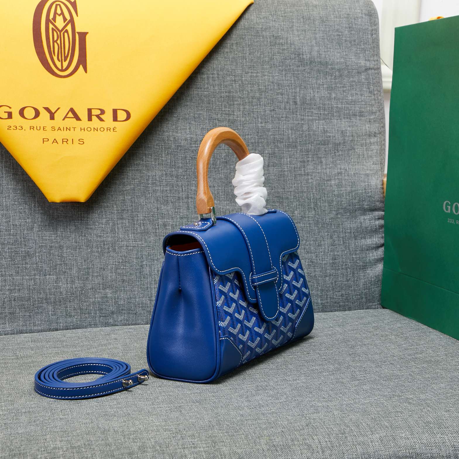 Goyard Saigon Souple Mini Bag Blue Canvas 20cm