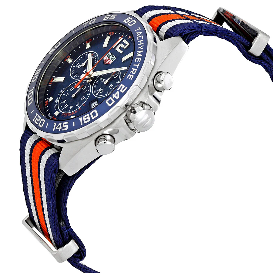 【Super Clone】Tag Heuer Formula 1 Chronograph 43mm Blue Dial NATO Strap Watch for Men - CAZ1014.FC8196