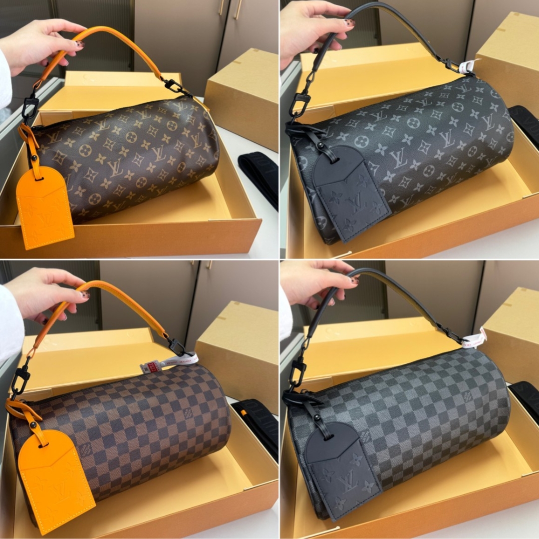 Louis Vuitton Soft Polochon Monogram Macassar Canvas Black 34Cm M46796