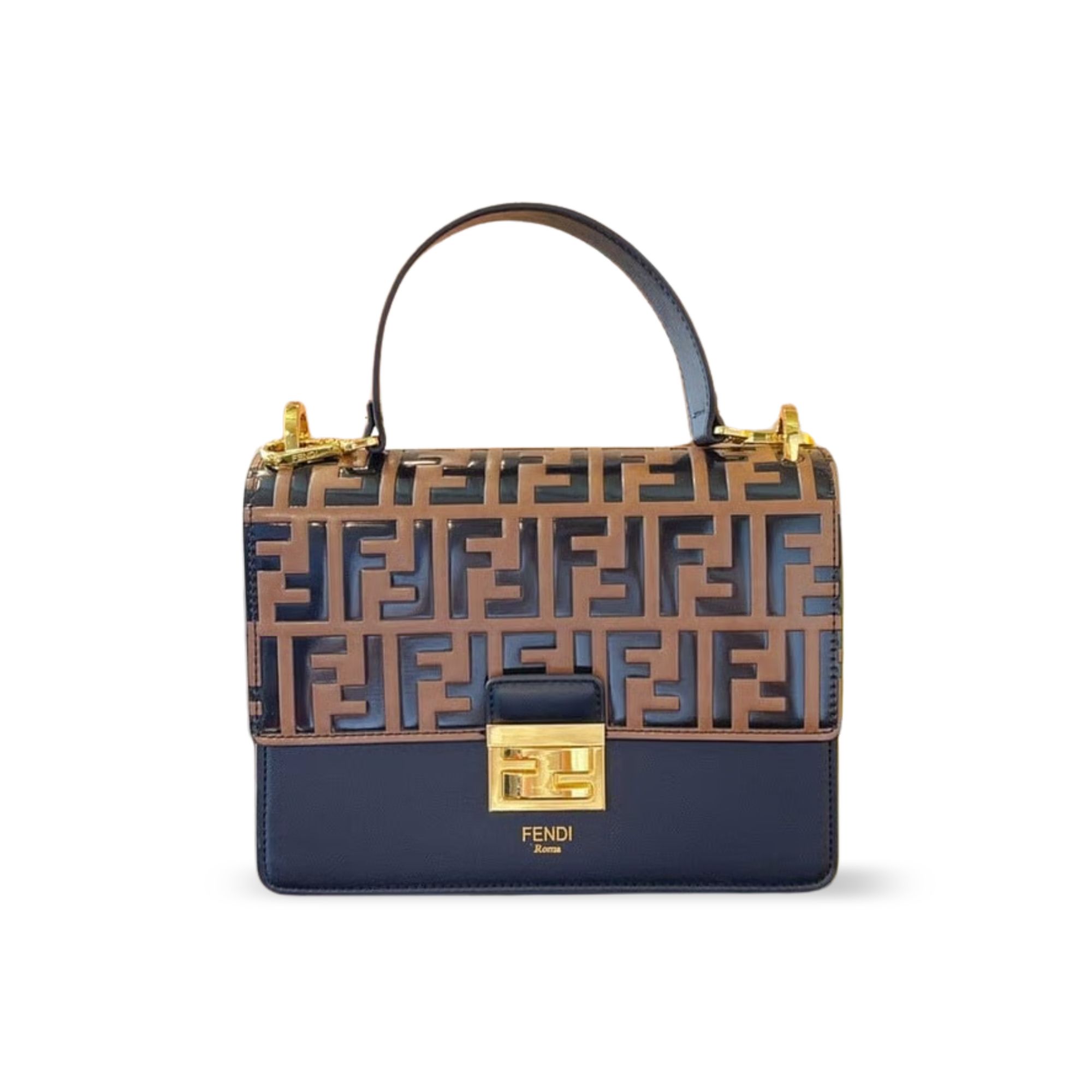 Fendi Kan I Leather Bag Brown 25Cm