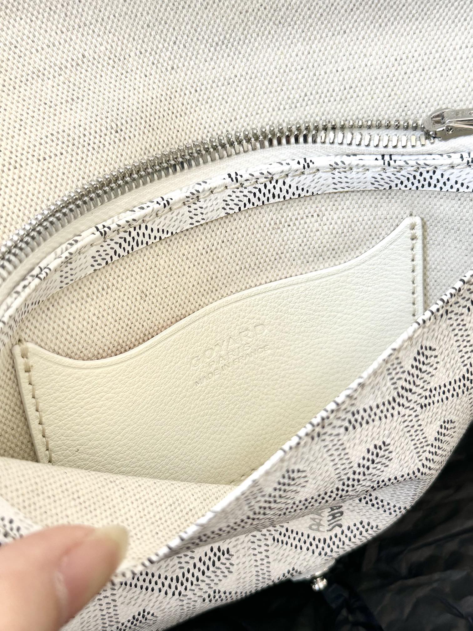 Goyard Plumet Pocket Wallet 20 Cm White Goyardine Canvas And Lambskin Trim