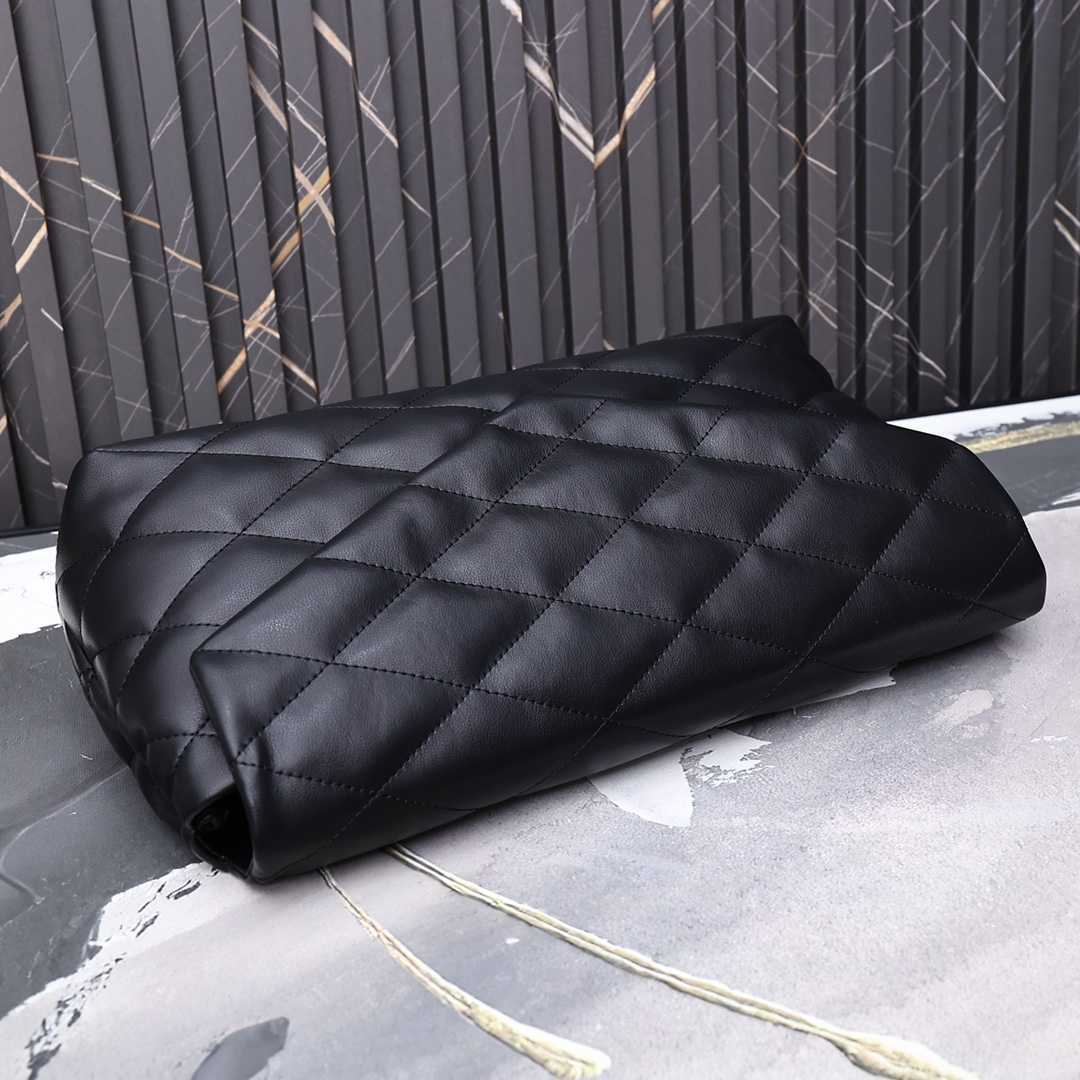 Saint Laurent Sade Puffy Leather Envelope Clutch Bag Black