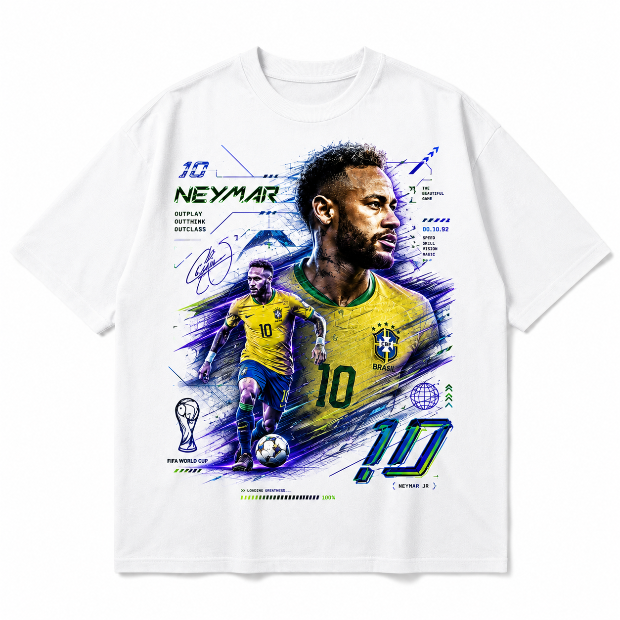 Neymar World Cup Printed T-Shirt  Unisex Loose Fit T-Shirt 100% Cotton Soft Comfortable Summer Casual Printed Top