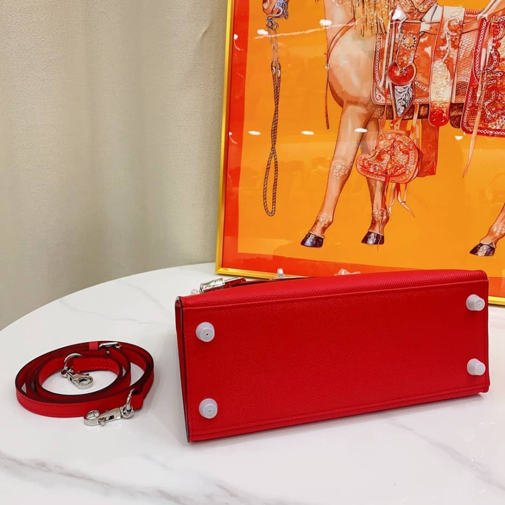 Hermès Kelly Sellier 25 Casaque Epsom Rouge With Silver Hardware In 25Cm