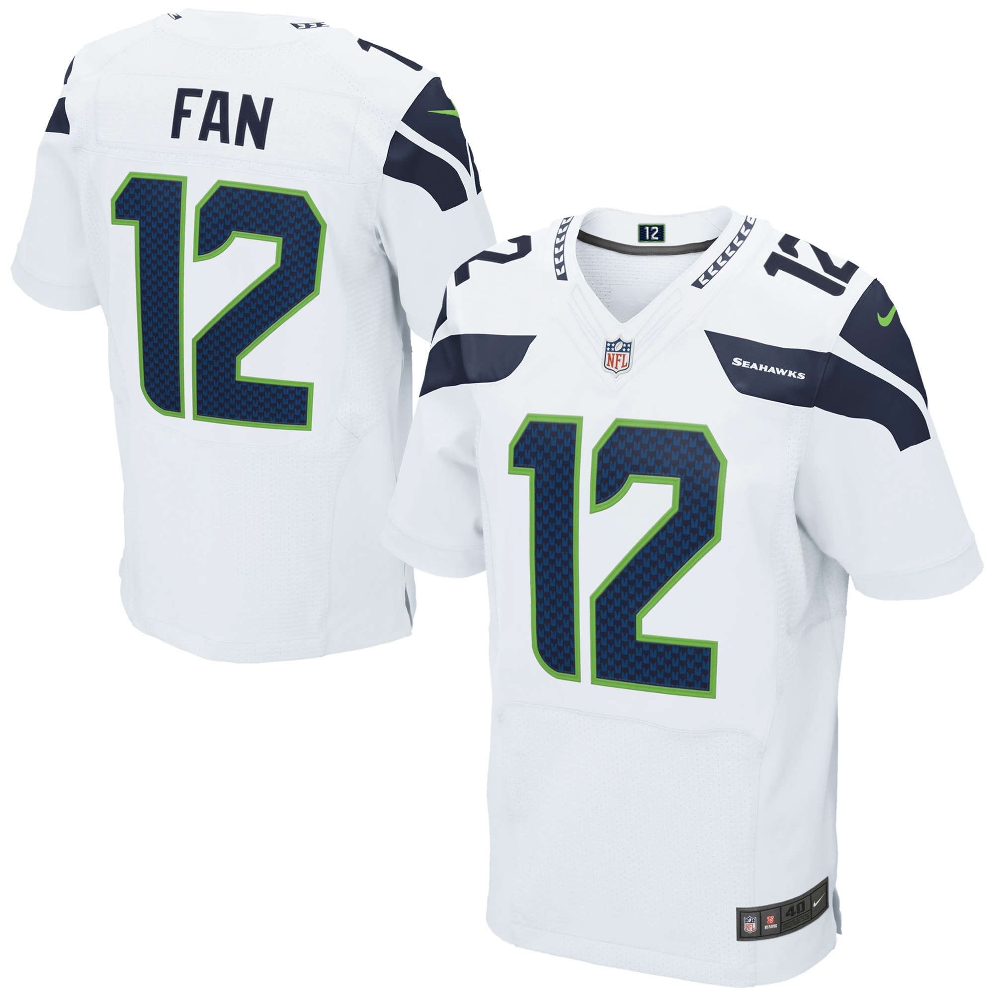 #12 Seattle Seahawks Nike Elite Jersey - White