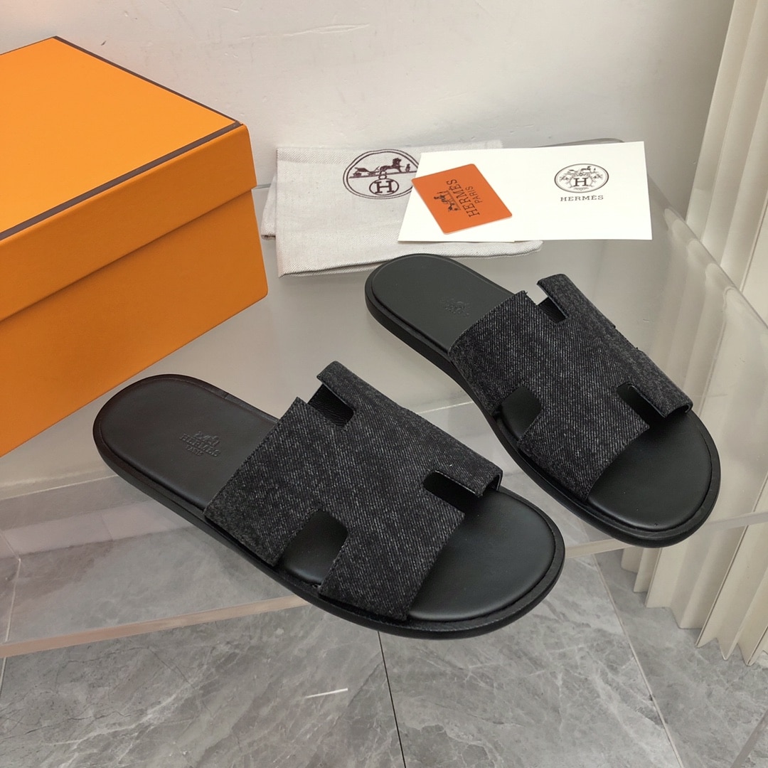 Hermes Izmir Sandal Noir Denim