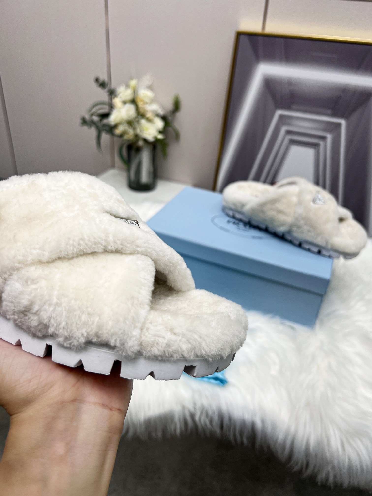 Prada Petal White Terrycloth Sippers