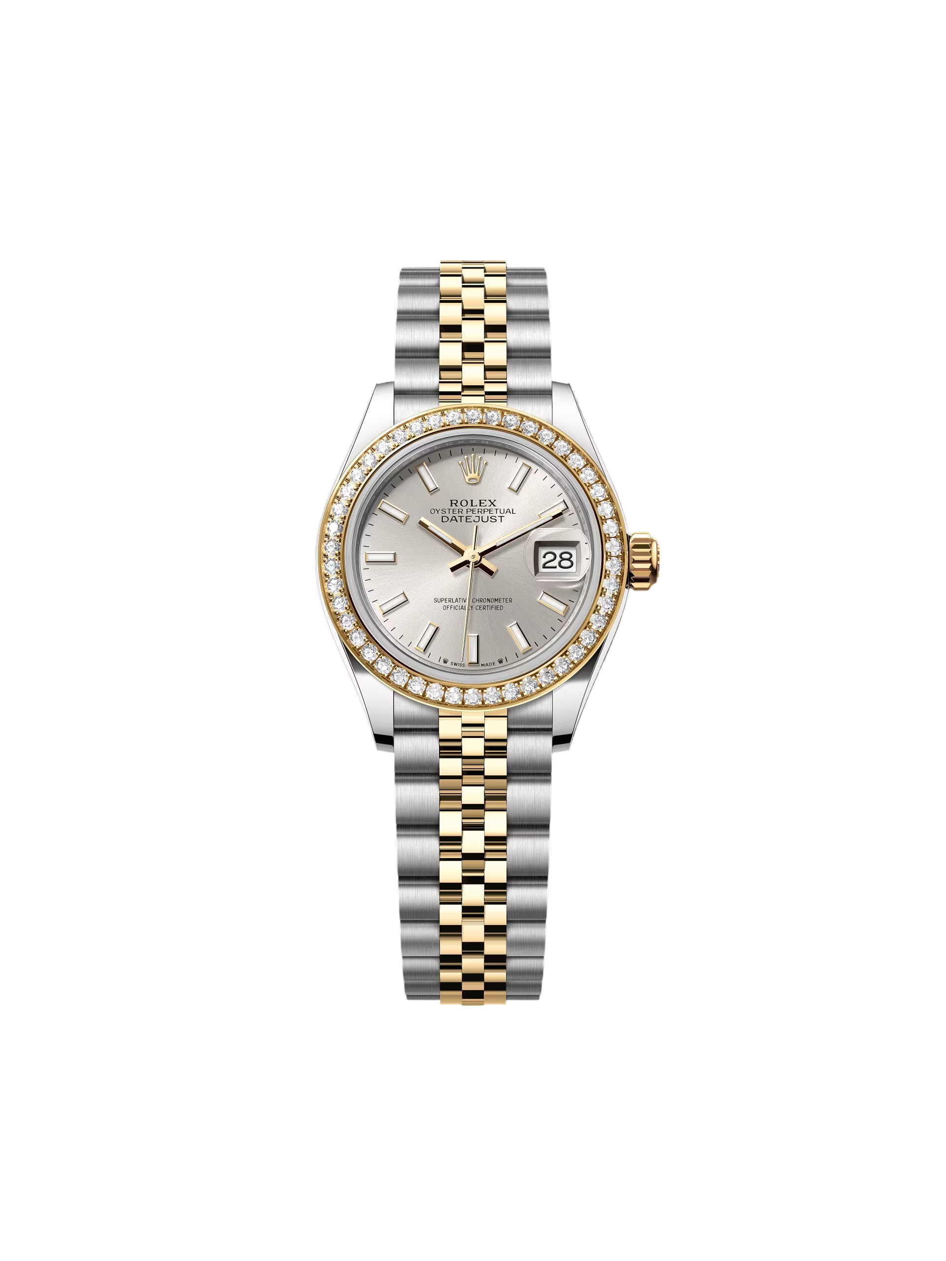 【Super Clone】RLX Lady-Datejust 28mm 279383RBR Silver Dial Yellow Rolesor Oyster Bracelet